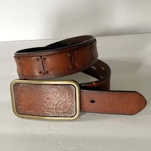 Fossil Wide Brown Leather Belt Sz 80/32 S/M